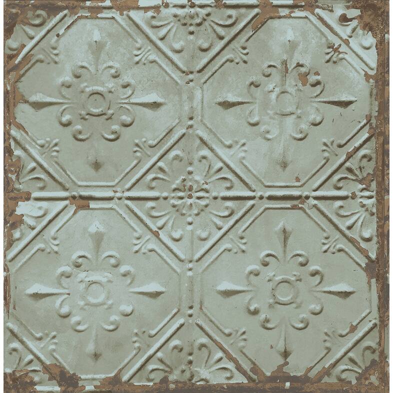 Brewster Artisan Turquoise Tin Ceiling Wallpaper - 20.5in x 396in x 0.025in