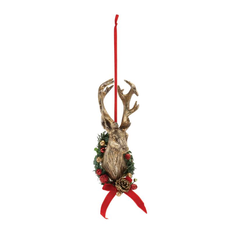 Set of 6 Rustic Deer Mount Ornaments for Tree and Holiday Decor - 3" x 2.5"x 6"