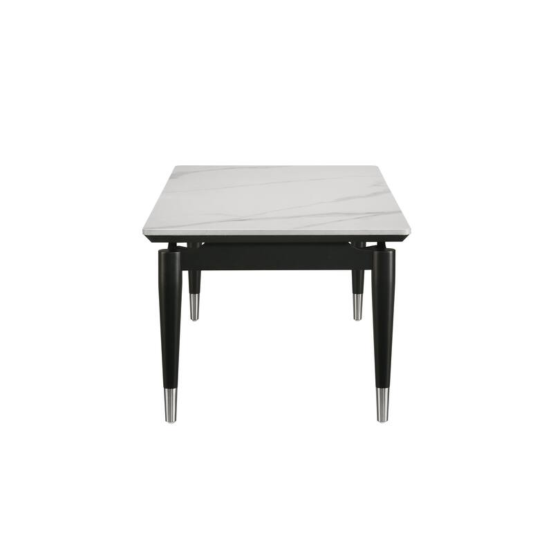 Furniture of America Kalor Modern 47-inch Black and White Sintered Stone Top Rectangle Coffee Table