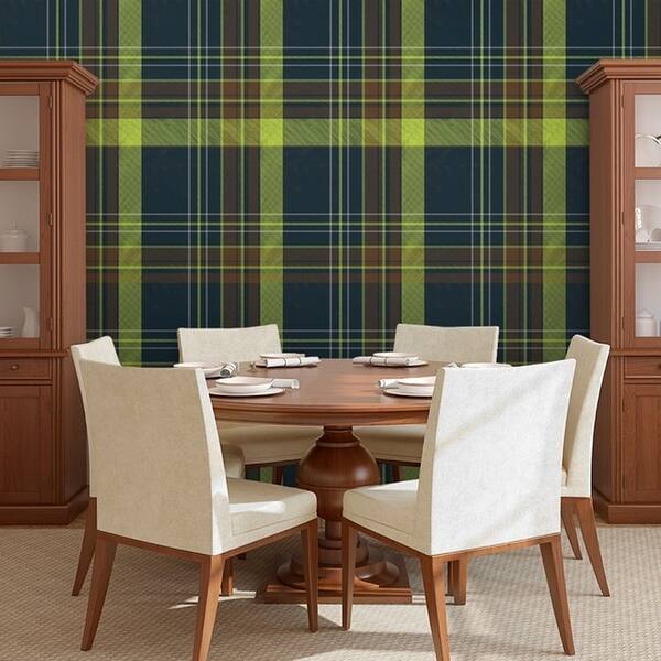 Shop Removable Wallpaper Tile Madras Plaid In Light Green And