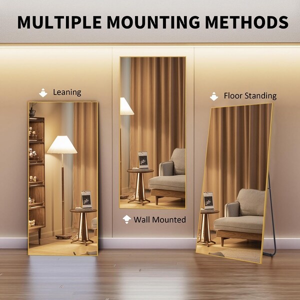 Rectangle Full Length Mirror,Floor Mirror with Stand,Hanging