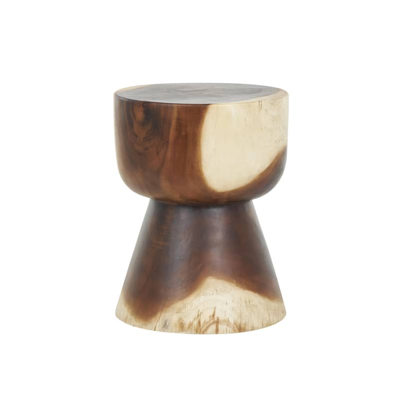 Wood Handmade Hourglass Accent Table with Natural Wood Grain - Brown - Roche River Decor