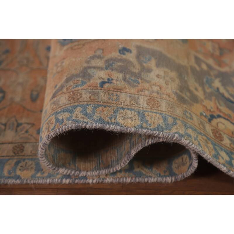 Hand Knotted Oriental 100% Wool Carpet Traditional Floral Oranges & Rust Mashad Area Rug - 10' 2'' X 6' 9''