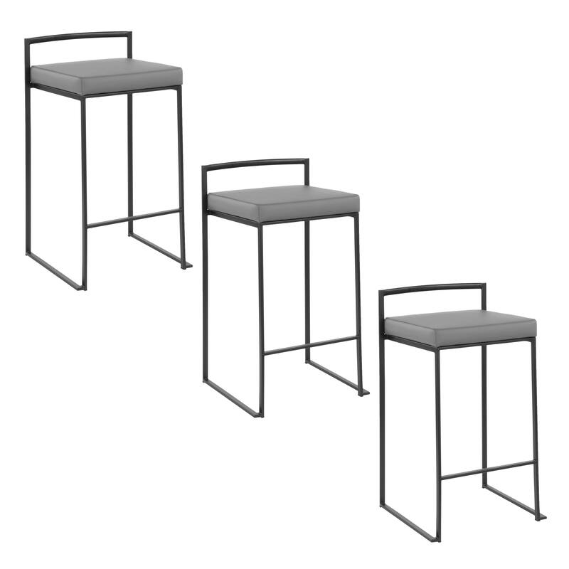 Porch & Den Forrest Black Stackable Fully Welded Counter Stool (Set of 3)