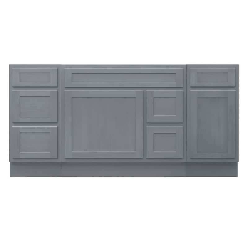 Vanity Art 66" Oak Freestanding Bathroom Vanity Cabinet without Top