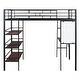 preview thumbnail 7 of 7, Full Size Metal Loft Bed Frame with 3 Layers of Shelves, Desk, Whiteboard, Ladder and Guardrails, Large Space Underneath - Black