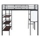 preview thumbnail 25 of 34, Stylish Metal Loft Bed Frame with 3 Layers of Shelves, Desk, Whiteboard, Ladder and Guardrails, Large Space Underneath