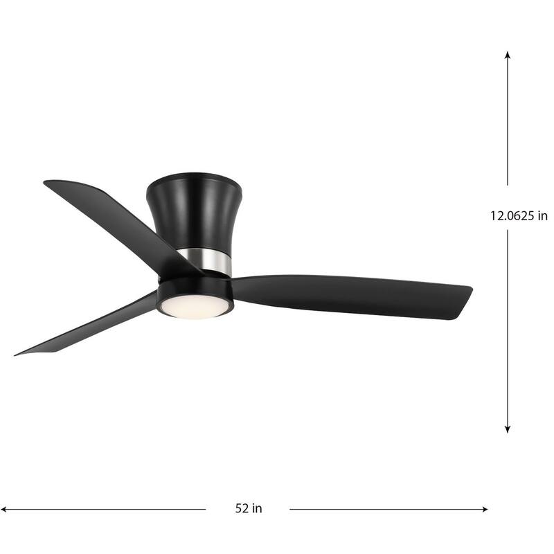 Brant Collection 52-in. Three-Blade Matte Black Modern Ceiling Fan - 52 in x 52 in x 12.0625 in