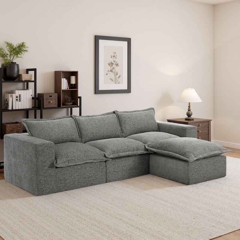Comfy Cloud Chenille Upholstered Sectional Sofa with Pillow-Top Cushion