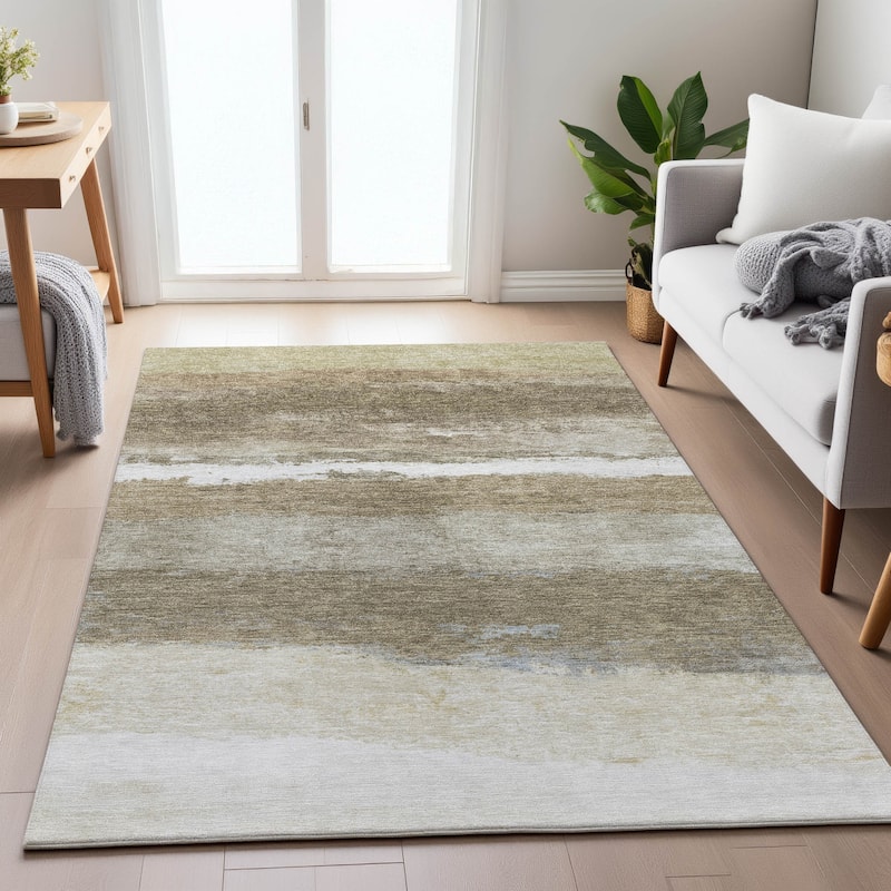 Machine Washable Indoor/Outdoor Watercolor Ombre Chantille Rug