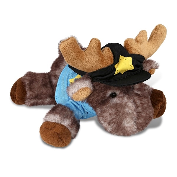 slide 2 of 6, DolliBu Brownish Lying Moose Police Officer Plush Toy with Cop Uniform - 9 inches