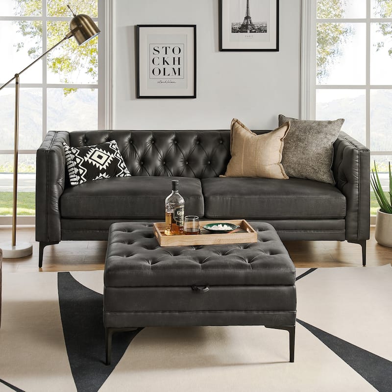 Ipiutak Modern 2 - Piece Upholstered Button-tufted Sectional with Storage Ottoman