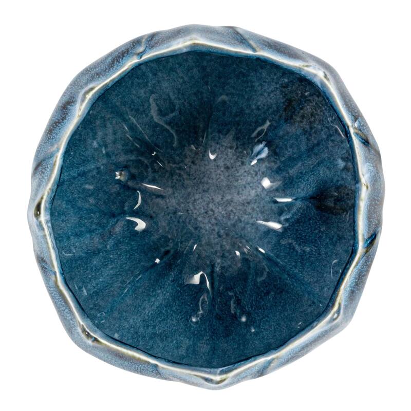 Stoneware Planter with Scalloped Edge and Reactive Glaze - 7.0"L x 7.0"W x 5.0"H