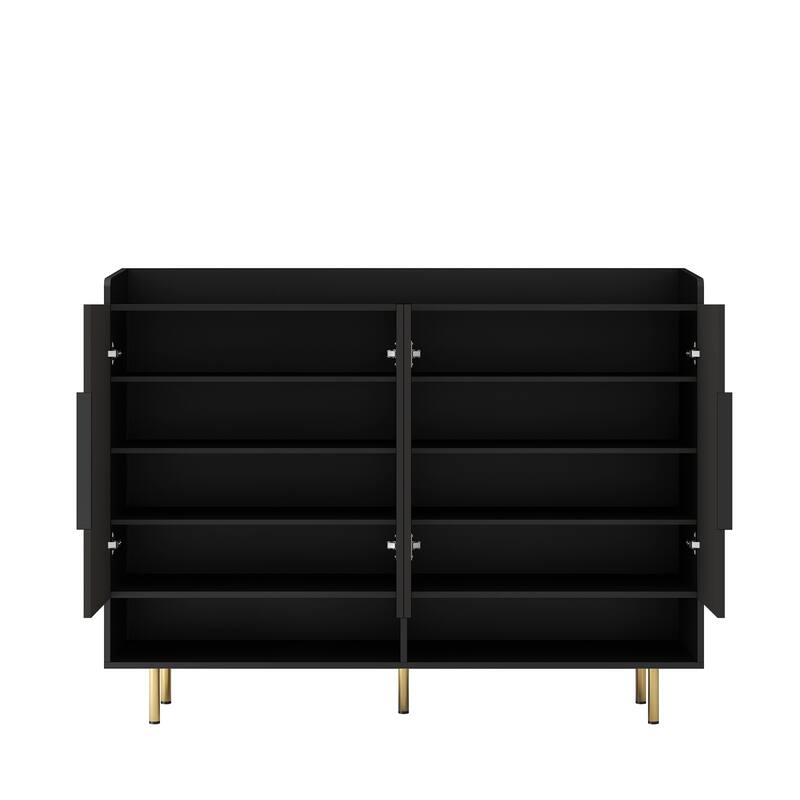 Large Black Shoe Storage Cabinet