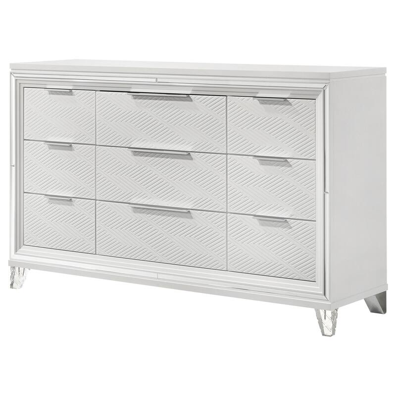 9-Drawer White Dresser Cabinet with Spacious Storage, Smooth Glide Hardware, and Clean Contemporary Lines