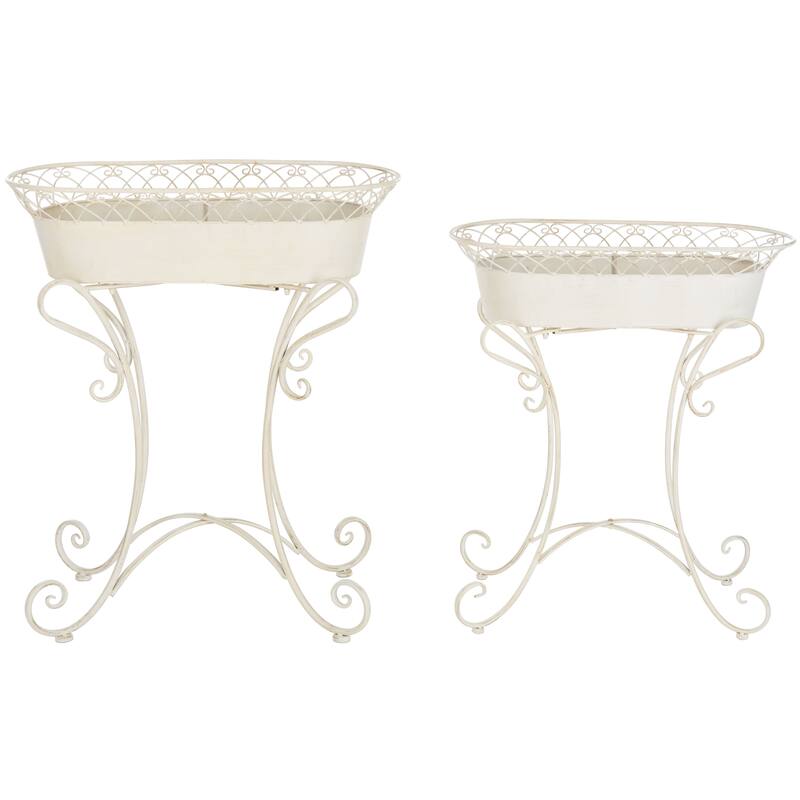 SAFAVIEH Kaya Victorian Scroll Iron Outdoor Planter Set of 2 - 28.4" W x 15.4" D x 32.7 H - 28Wx32Dx15H