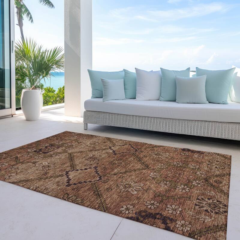 Machine Washable Indoor/ Outdoor Chantille Boho Global Rug - Paprika - 2'6" x 3'10"