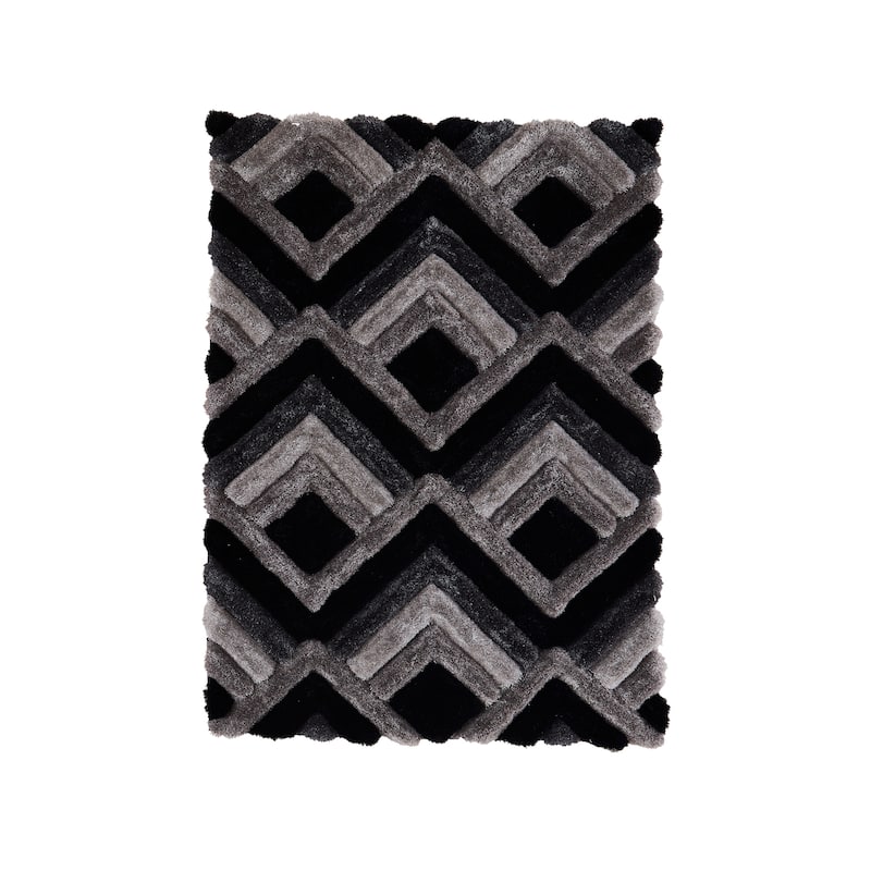 Mateos Shag Collection Grey/Beige/Black Area Rug