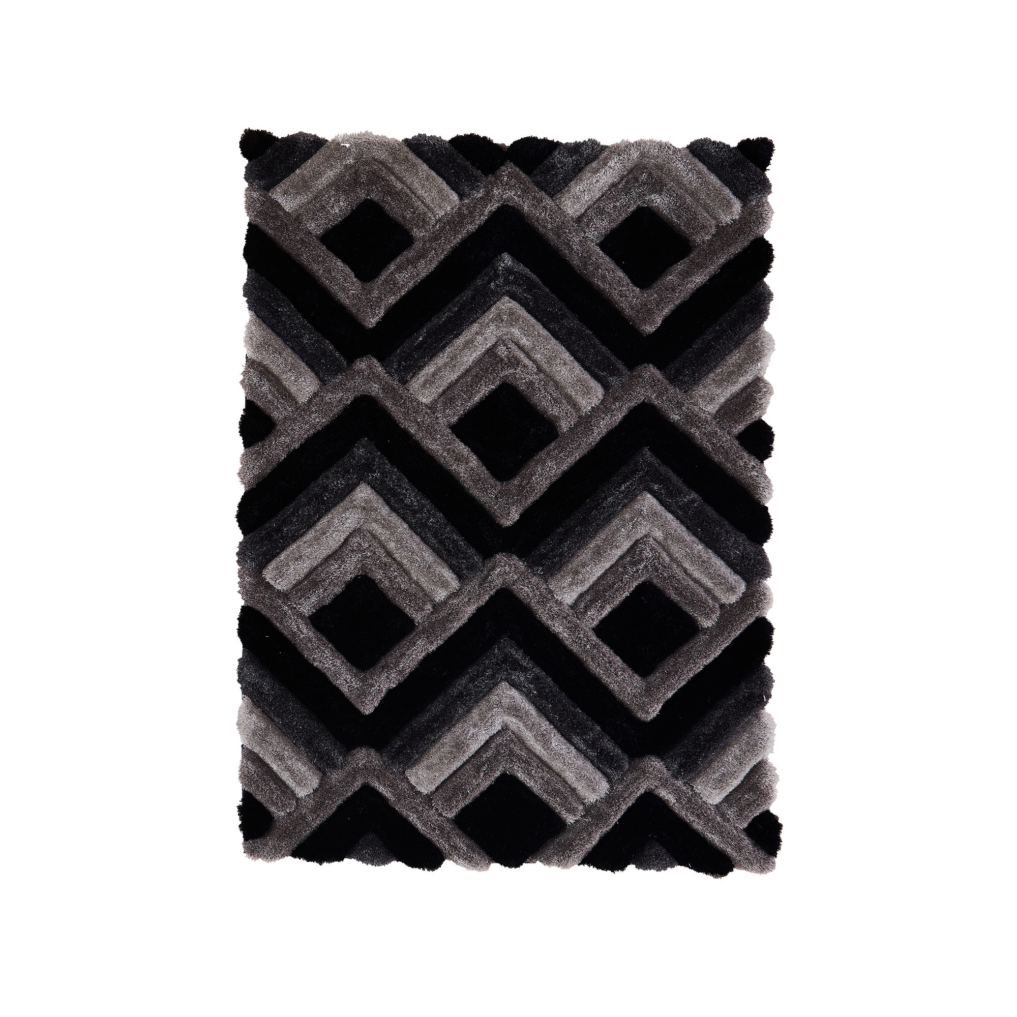 MDA Rugs Mateos Shag Collection Grey/Beige/Black Area Rug
