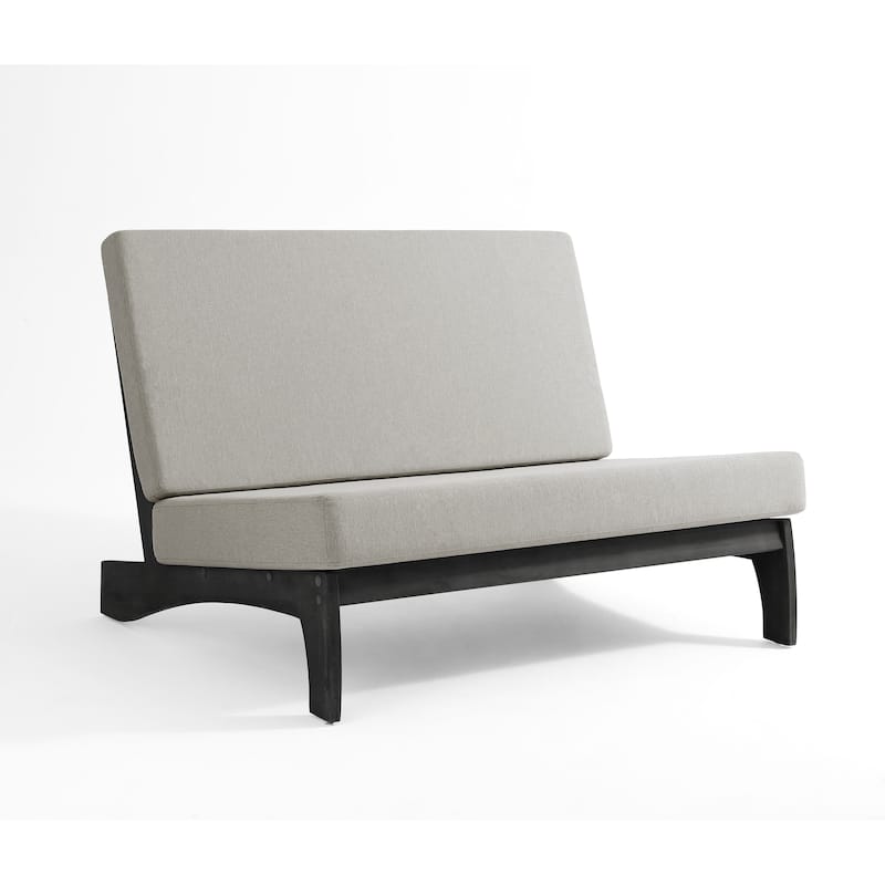 Beach-Style Outdoor Acacia Club Chair Set Loveseate with Plush All-Weather Cushions