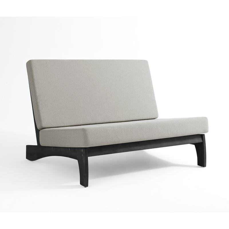 Outdoor Teak Wood Waterproof Armless Chair Loveseat with Cushions