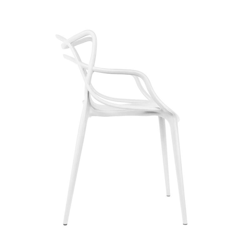 Modern Stackable Geometric Molded Stacking Chairs Dining Armchairs Indoor Outdoor Patio Work Office Kitchen (Set of 2)