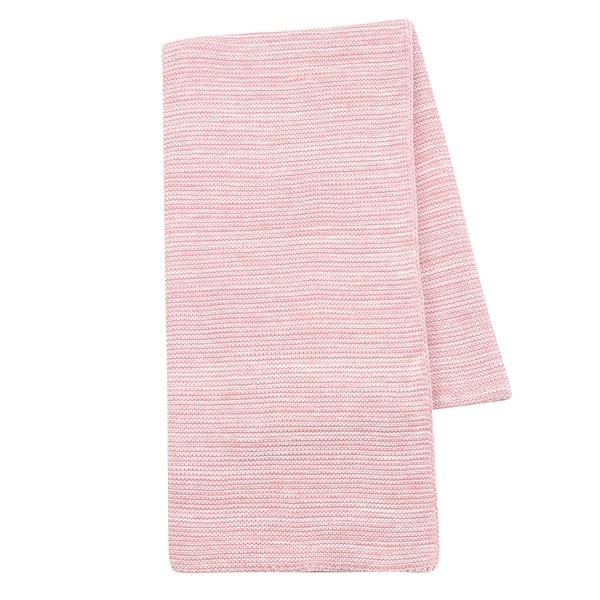slide 2 of 5, Lambs & Ivy Signature Pink/White 100% Cotton Marl Textured Knit Baby Blanket