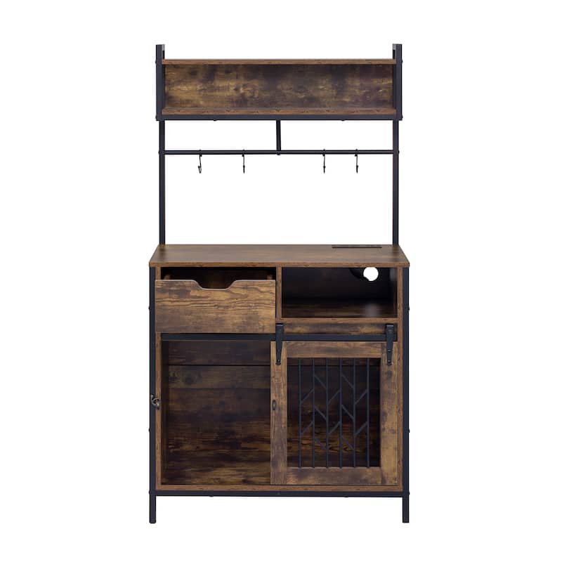 Industrial Aesthetic Furniture Style Dog Crate，Composite Desk Hutch，Versatile Storage