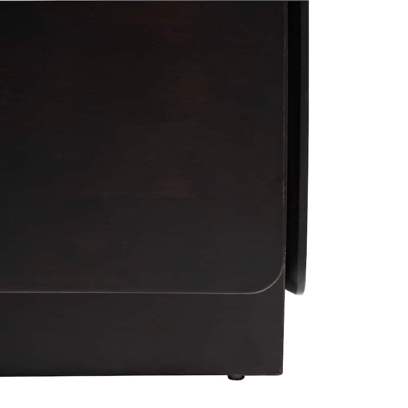 Furniture of America Abigail Mid-Century Modern Black Wenge Solid Wood Dining Server with Drawers and Shelves