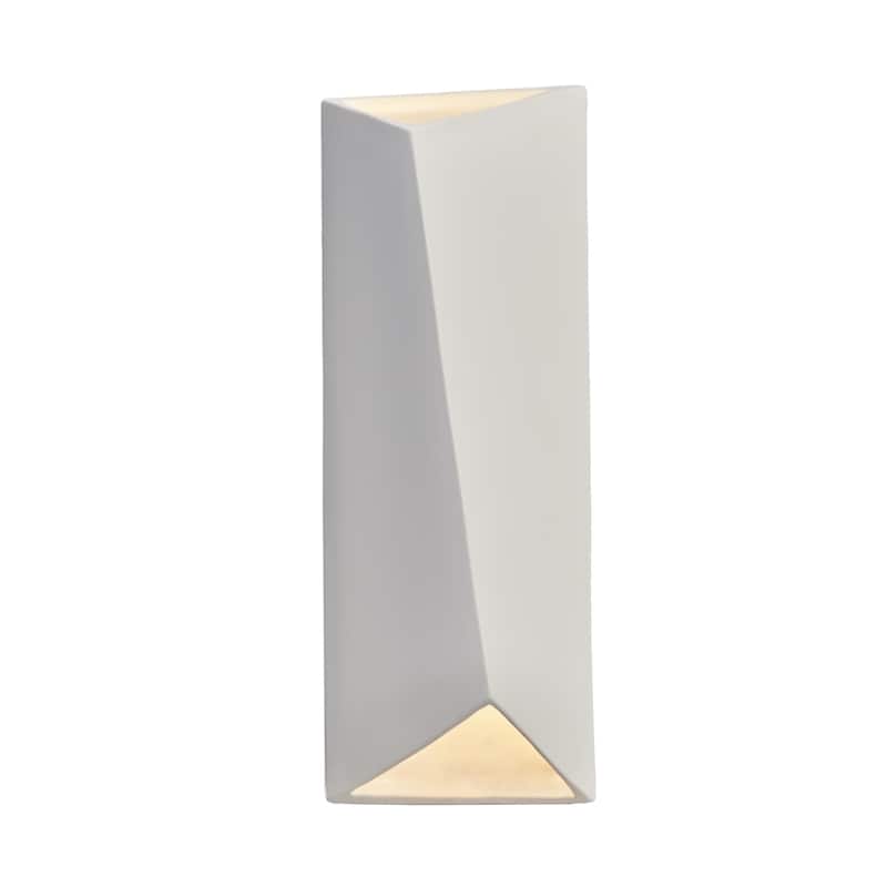 Justice Design Group Ambiance Large LED Ceramic Diagonal Rectangle Wall Scone with Open Top & Bottom - Bisque