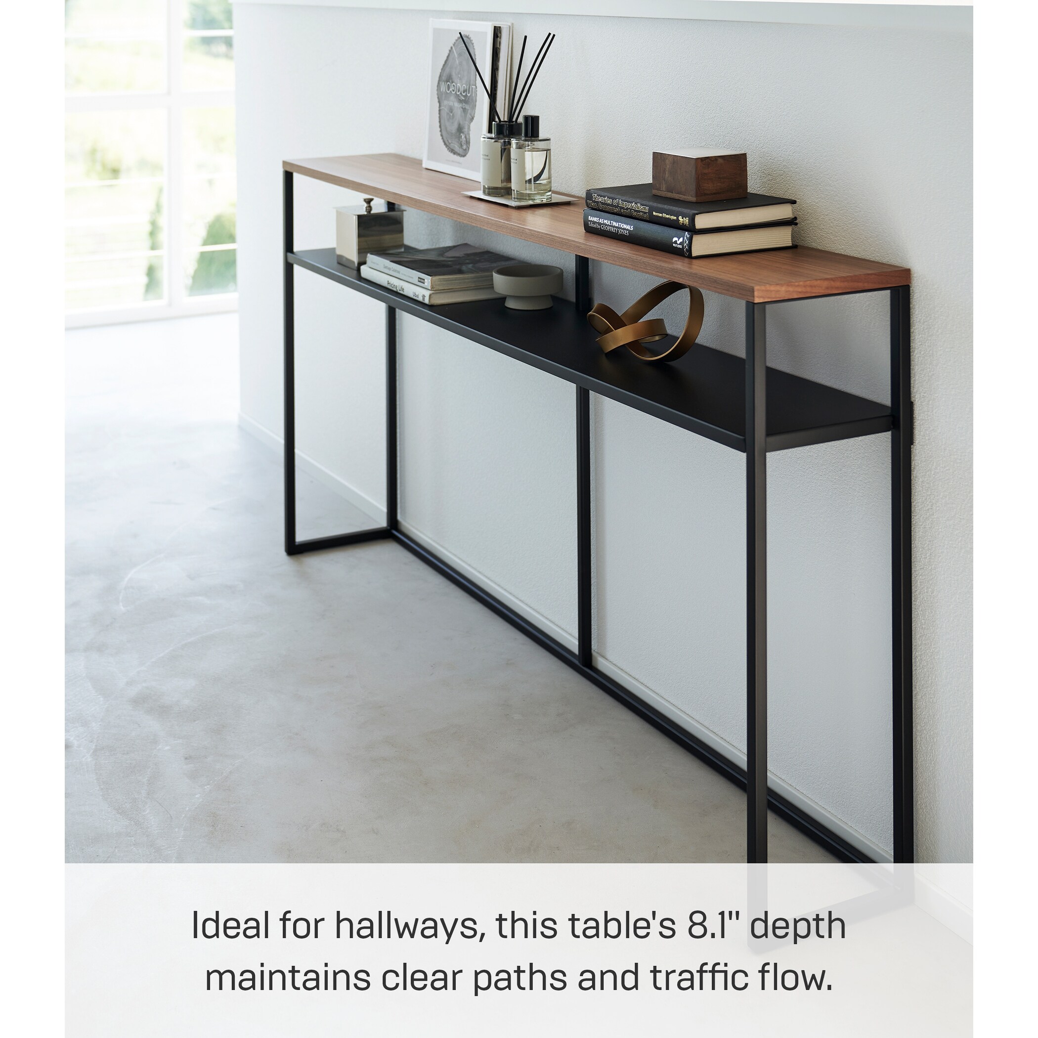 Yamazaki Home Long Console Table - Two Styles, Steel, Shelf, Holds
