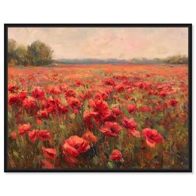 Sea of Red Poppies II Canvas by Art Remedy