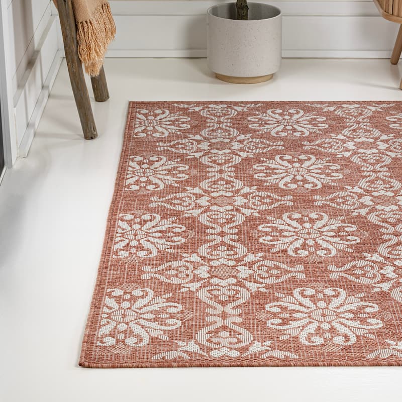 JONATHAN Y Maribel Traditional Mediterranean Tile Design Indoor/Outdoor Area Rug