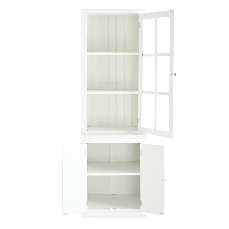 Modular White Curio Bookcase Cabinet w/Glass Doors Buffet Display
