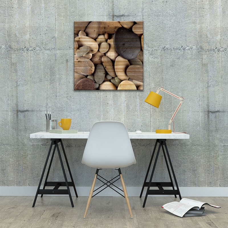 Brown Pebbles Print On Wood by PhotoINC Studio - Multi-Color
