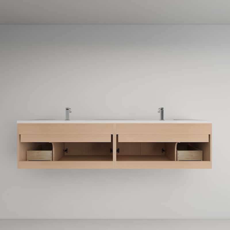 Victoria 84'' Wall-mounted Vanity with Double Reinforced Acrylic Sink - 83.5