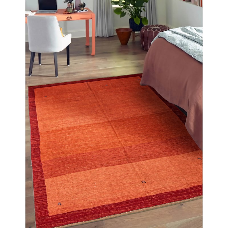 ECARPETGALLERY Flat-Weave Kashkuli Red Wool Tapestry Kilim - 6'4 x 8'1