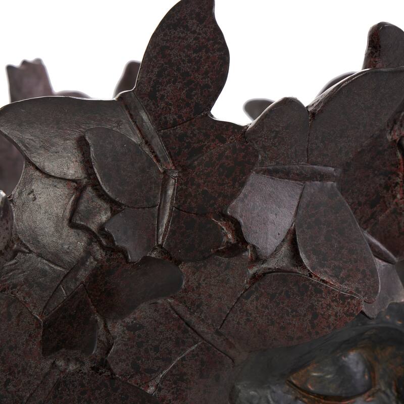 Bronze Resin Head Woman Indoor Outdoor Planter with Wide Opening and Butterfly Accents