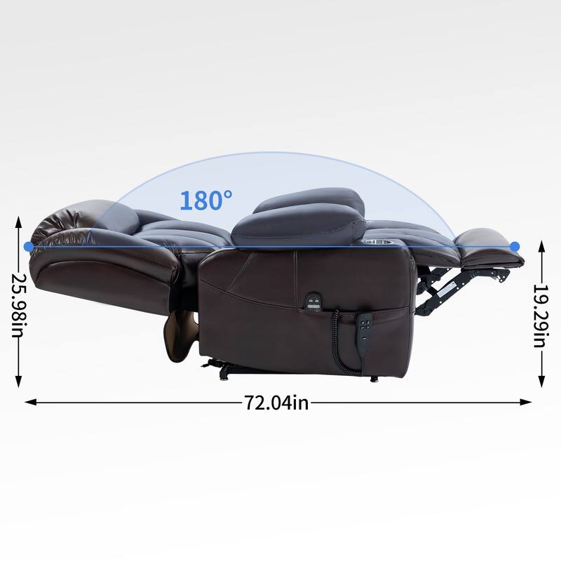 Brown Power Lift Vibration Massage Recliner