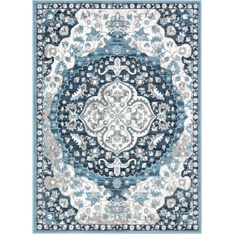 Well Woven Dulcet Granada Oriental Medallion Persian Vintage Area Rug - 3' 11" x 5' 3" - Blue - Rectangle