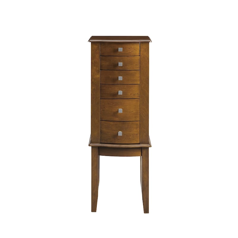 Jewelry Armoire with 6 Drawers - 40" - Walnut Finish