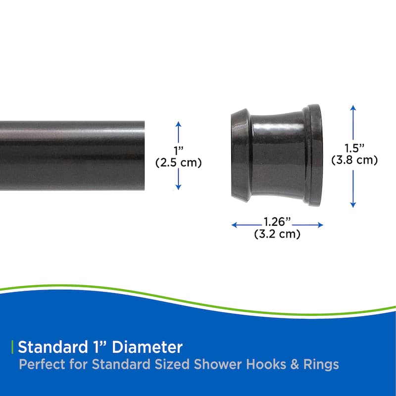 Kenney Twist & Fit No Tools Camlock Tension Shower Curtain Rod, 42-72"