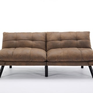 Leatehr Feeling Brown Convertible Folding Modern sofa Bed main image 1