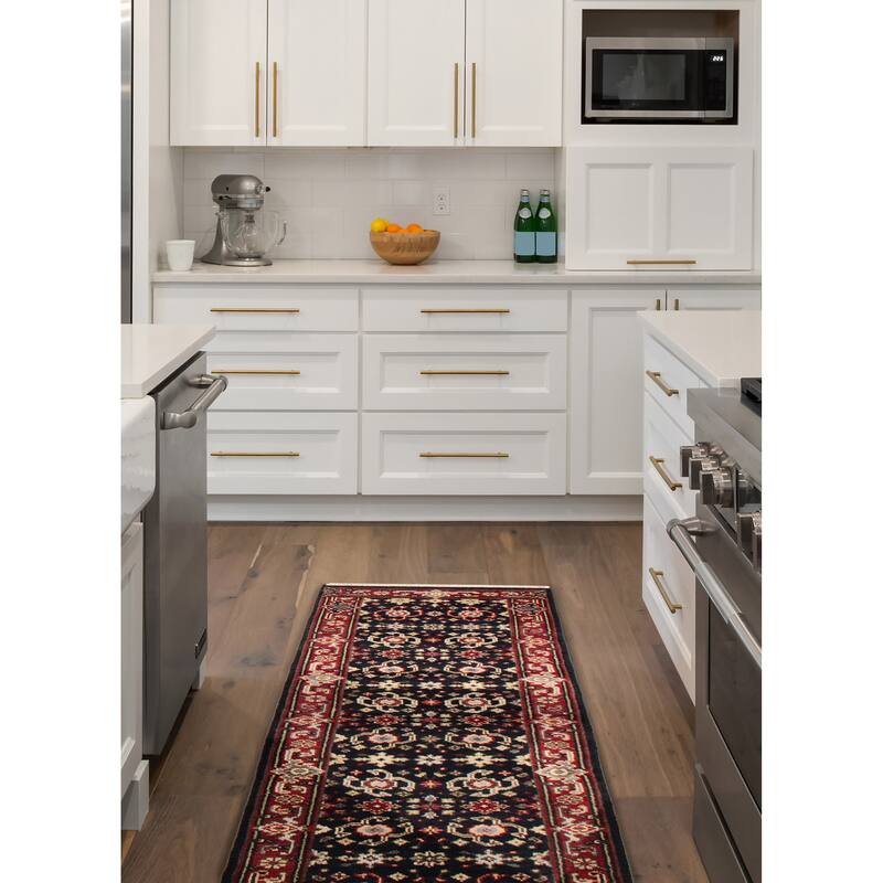 ECARPETGALLERY Hand-knotted Serapi Heritage Dark Navy Wool Rug - 2'6 x 7'10
