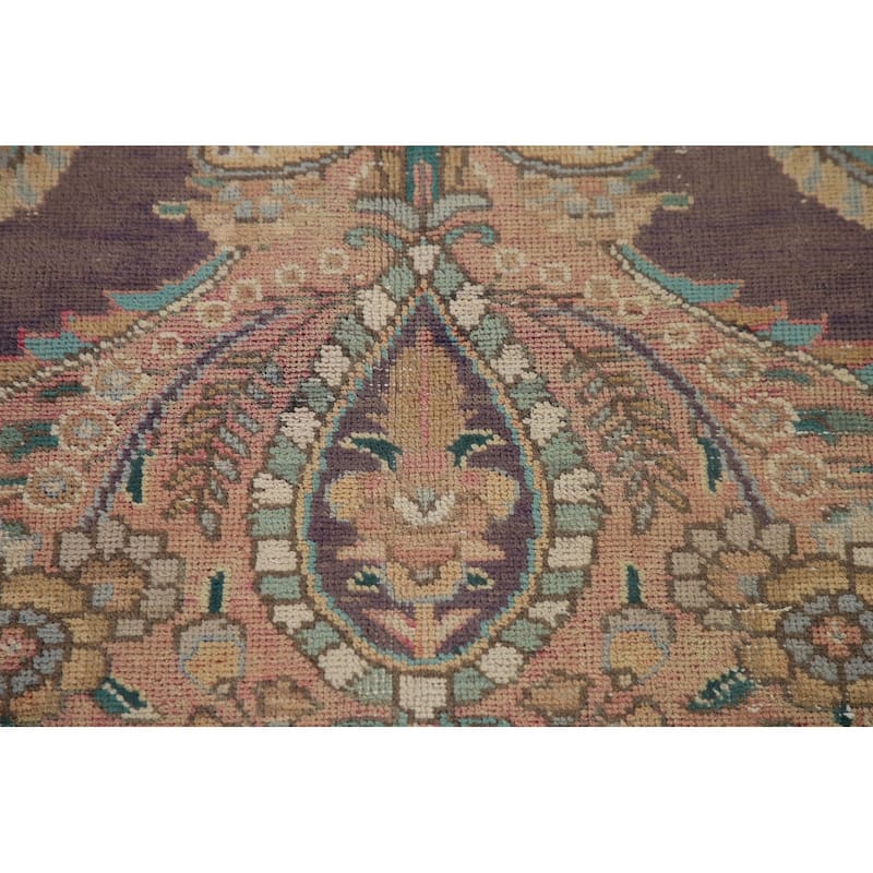 Geometric Tabriz Persian Vintage Area Rug Hand-knotted Wool Carpet - 6'8" x 9'4"
