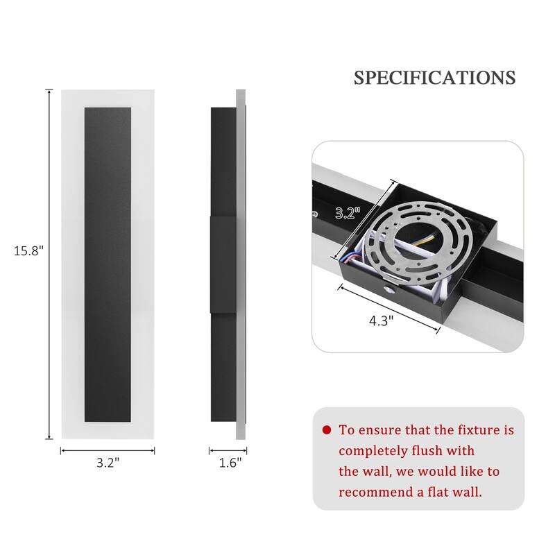 Outdoor Linear Integrated LED Wall Sconce Light Fixture with Bracket