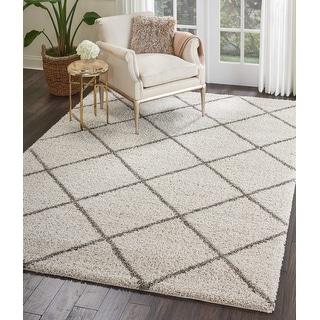 Nourison Brisbane Large Diamond Geometric Modern Shag Area Rug