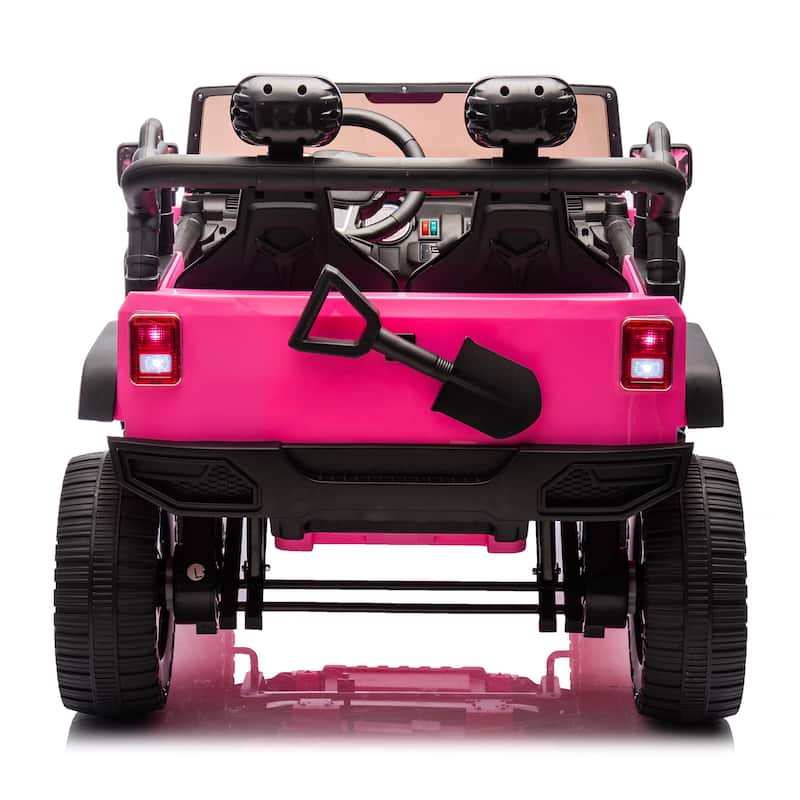 24V Two-Seater Kids Ride On Truck Car W/Parents Control,200w*2,Seat 20.28in W,Four-wheel Suspension,LED,2 independent seat belts