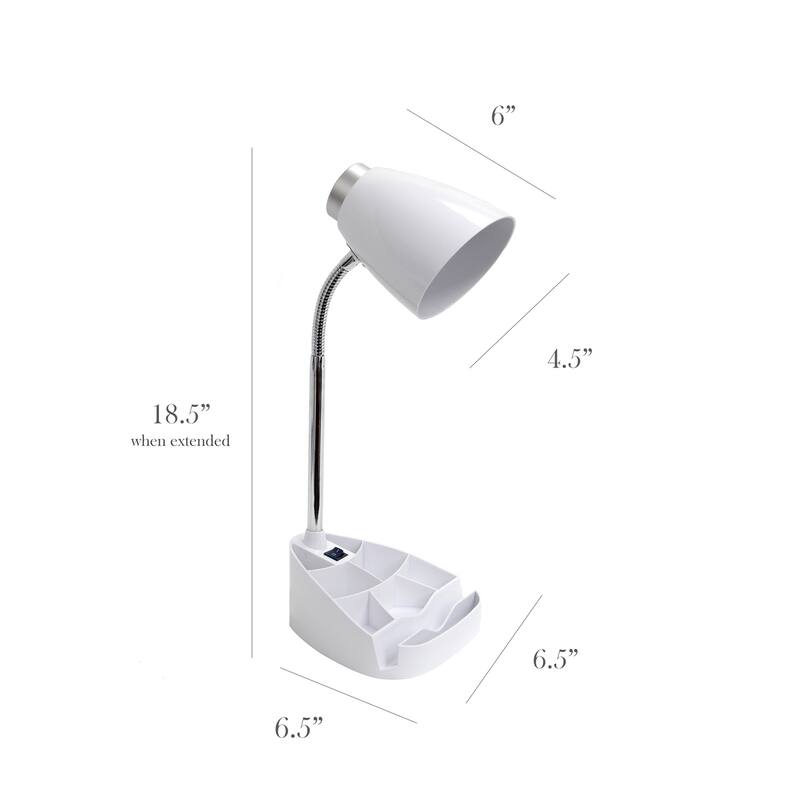 18.5 in. Chrome Finish Table Lamp with White Shade, Desk Lamp for Writing and Computer Desks