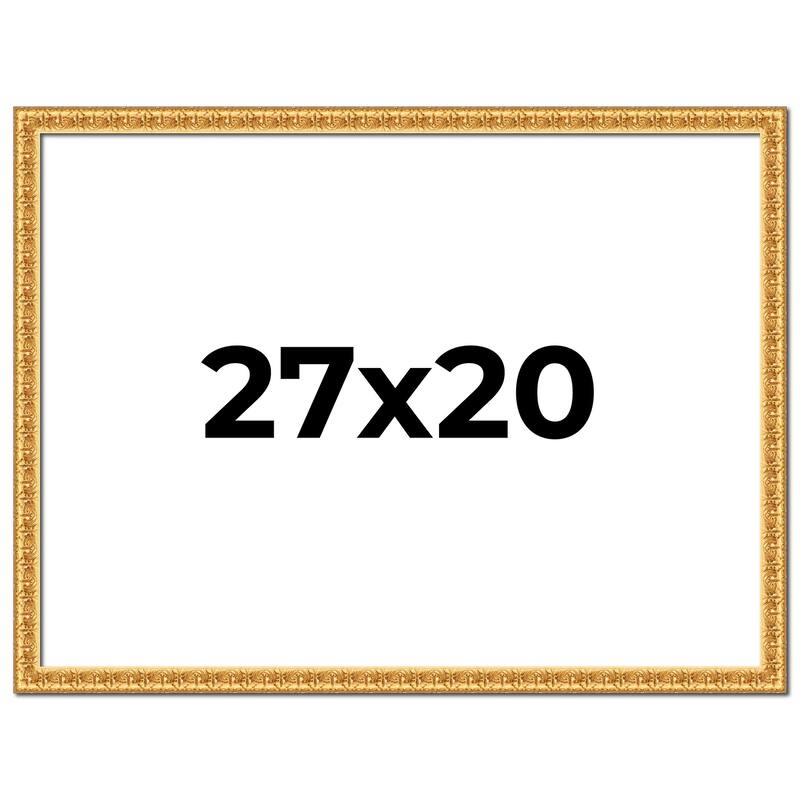 27x20 Frame Gold Real Wood Picture Frame Width 1 inches | Interior